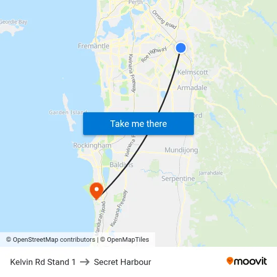 Kelvin Rd Stand 1 to Secret Harbour map