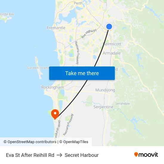 Eva St After Reihill Rd to Secret Harbour map