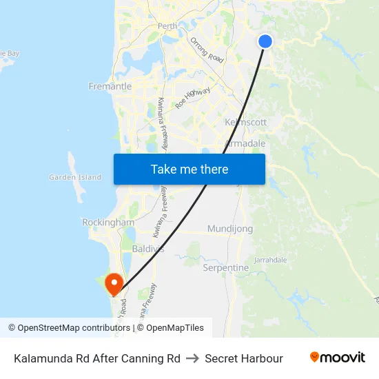 Kalamunda Rd After Canning Rd to Secret Harbour map