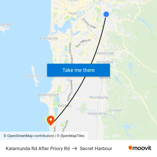 Kalamunda Rd After Priory Rd to Secret Harbour map
