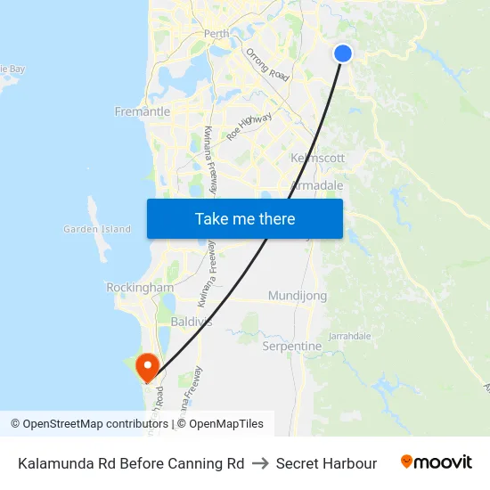 Kalamunda Rd Before Canning Rd to Secret Harbour map