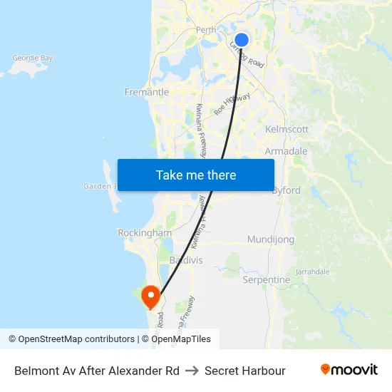 Belmont Av After Alexander Rd to Secret Harbour map