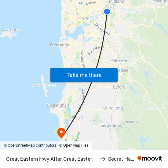 Great Eastern Hwy After Great Eastern Hwy Bypass to Secret Harbour map