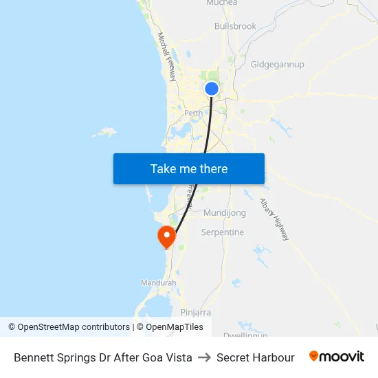 Bennett Springs Dr After Goa Vista to Secret Harbour map