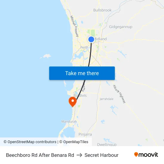 Beechboro Rd After Benara Rd to Secret Harbour map