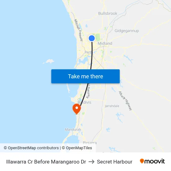 Illawarra Cr Before Marangaroo Dr to Secret Harbour map