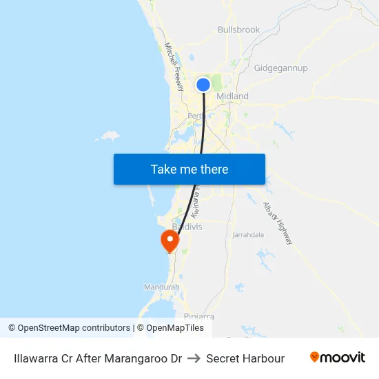 Illawarra Cr After Marangaroo Dr to Secret Harbour map