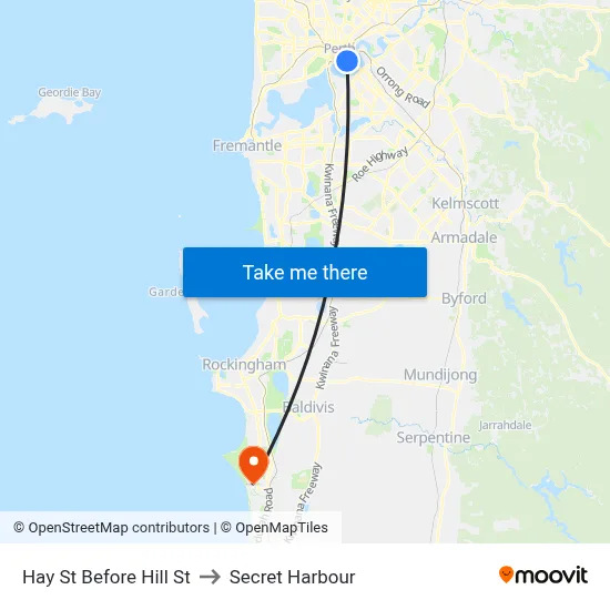 Hay St Before Hill St to Secret Harbour map