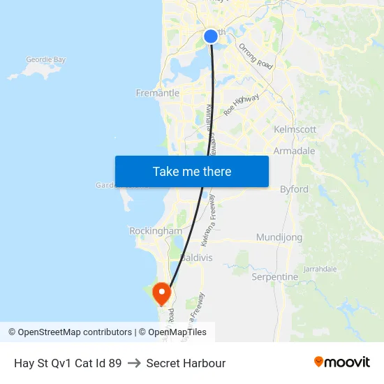 Hay St Qv1 Cat Id 89 to Secret Harbour map