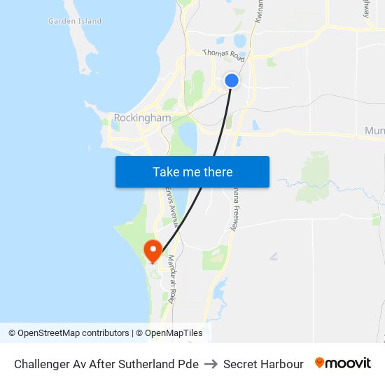 Challenger Av After Sutherland Pde to Secret Harbour map