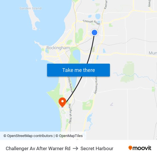 Challenger Av After Warner Rd to Secret Harbour map