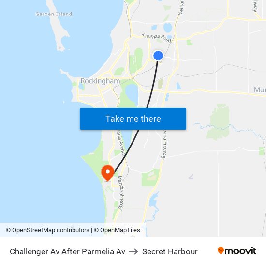 Challenger Av After Parmelia Av to Secret Harbour map