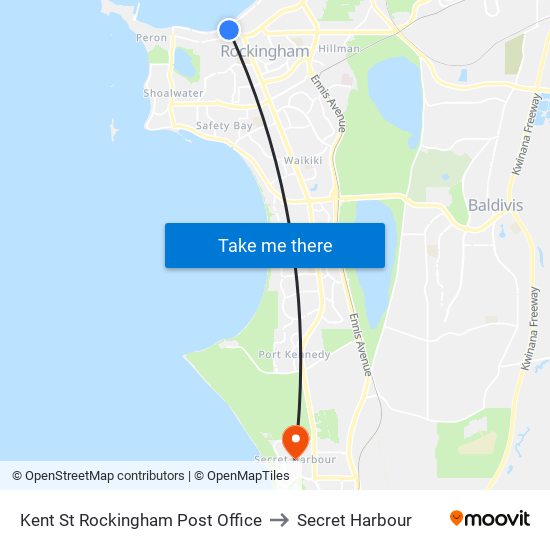 Kent St Rockingham Post Office to Secret Harbour map