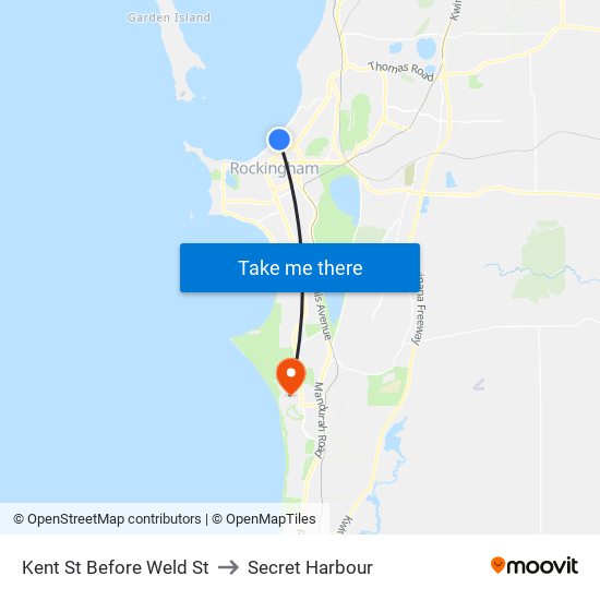 Kent St Before Weld St to Secret Harbour map