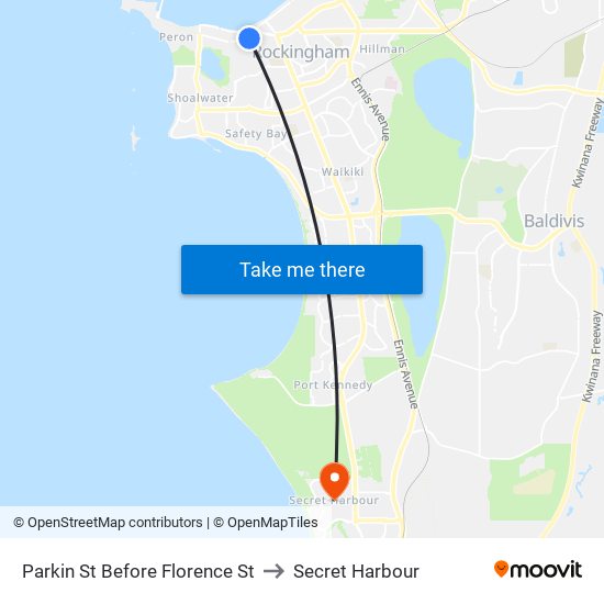 Parkin St Before Florence St to Secret Harbour map
