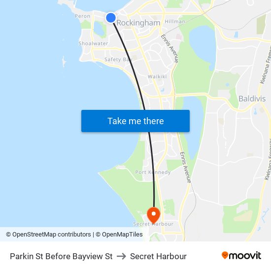 Parkin St Before Bayview St to Secret Harbour map