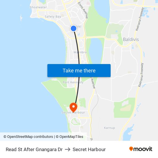 Read St After Gnangara Dr to Secret Harbour map