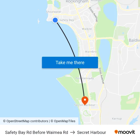 Safety Bay Rd Before Waimea Rd to Secret Harbour map