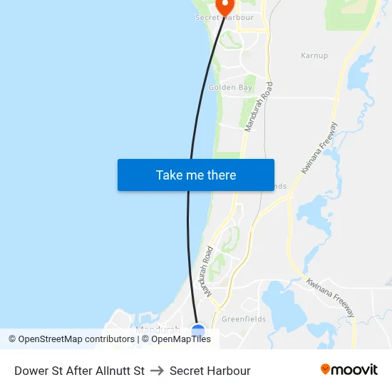 Dower St After Allnutt St to Secret Harbour map