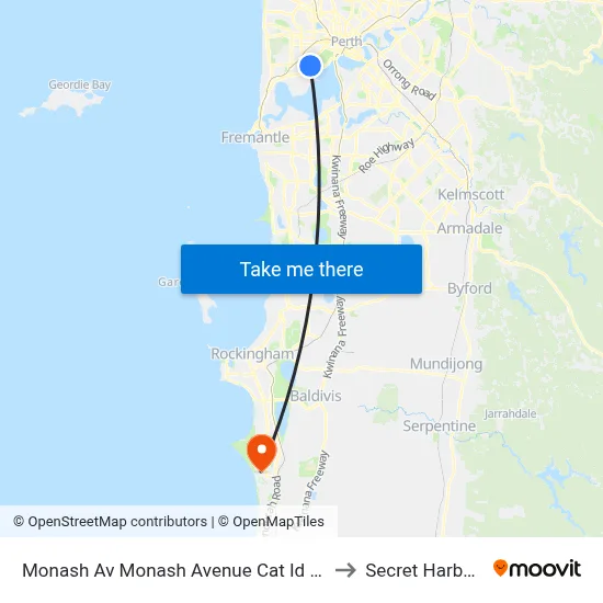 Monash Av Monash Avenue Cat Id 131 to Secret Harbour map