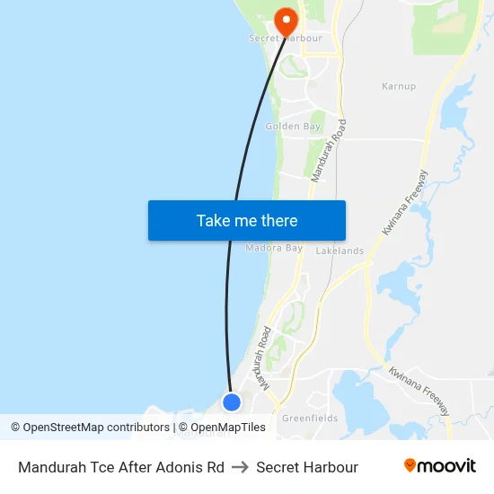 Mandurah Tce After Adonis Rd to Secret Harbour map