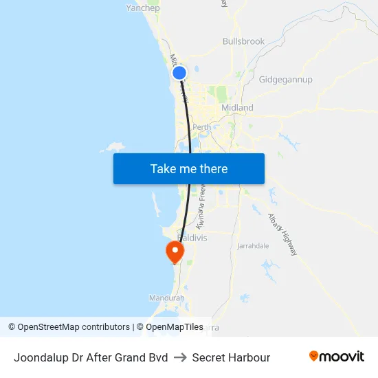 Joondalup Dr After Grand Bvd to Secret Harbour map