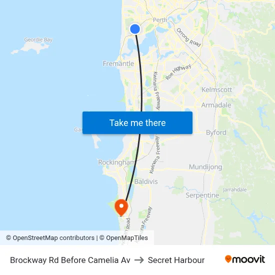 Brockway Rd Before Camelia Av to Secret Harbour map