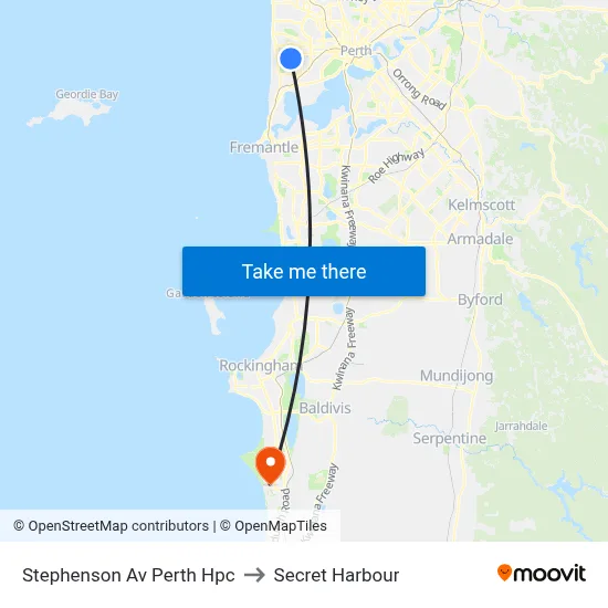 Stephenson Av Perth Hpc to Secret Harbour map