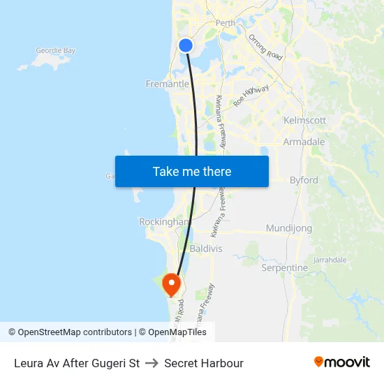 Leura Av After Gugeri St to Secret Harbour map