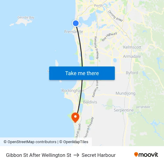 Gibbon St After Wellington St to Secret Harbour map