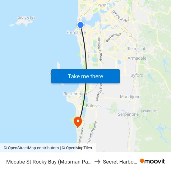 Mccabe St Rocky Bay (Mosman Park) to Secret Harbour map