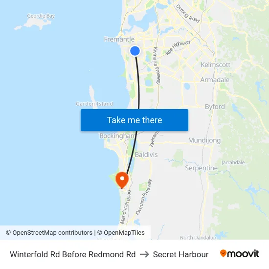 Winterfold Rd Before Redmond Rd to Secret Harbour map