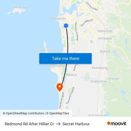 Redmond Rd After Hillier Cr to Secret Harbour map