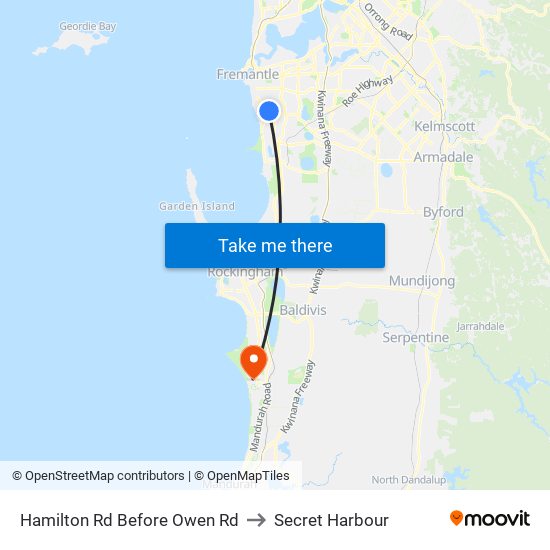 Hamilton Rd Before Owen Rd to Secret Harbour map