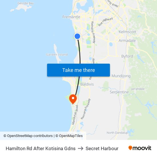 Hamilton Rd After Kotisina Gdns to Secret Harbour map