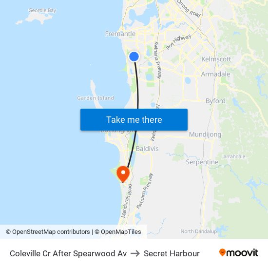 Coleville Cr After Spearwood Av to Secret Harbour map