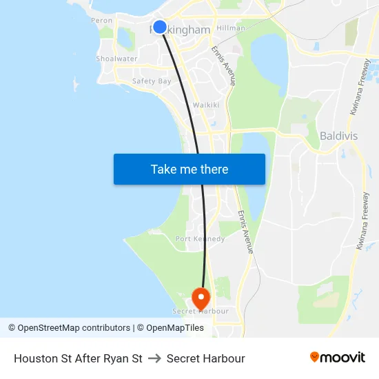 Houston St After Ryan St to Secret Harbour map