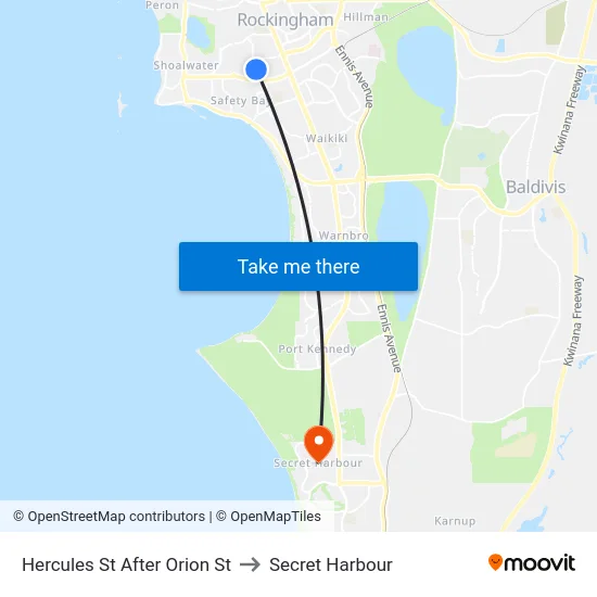 Hercules St After Orion St to Secret Harbour map