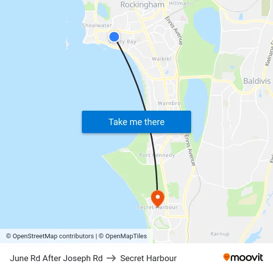June Rd After Joseph Rd to Secret Harbour map