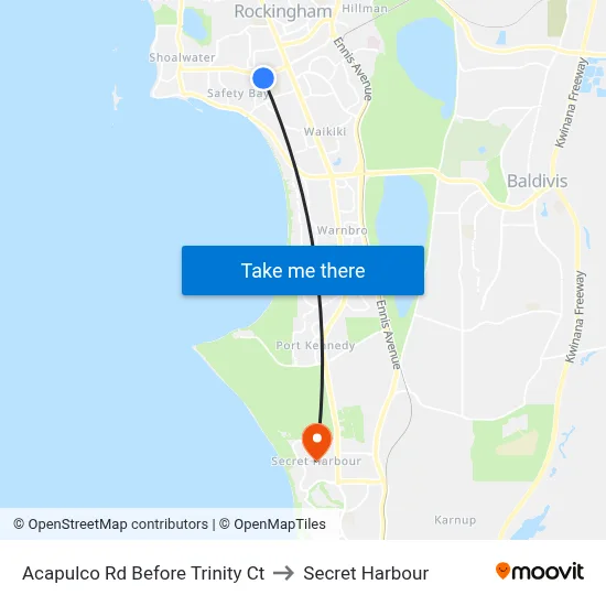 Acapulco Rd Before Trinity Ct to Secret Harbour map