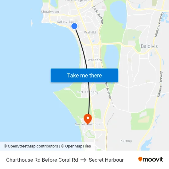 Charthouse Rd Before Coral Rd to Secret Harbour map