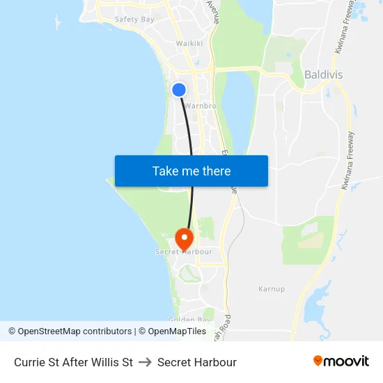 Currie St After Willis St to Secret Harbour map