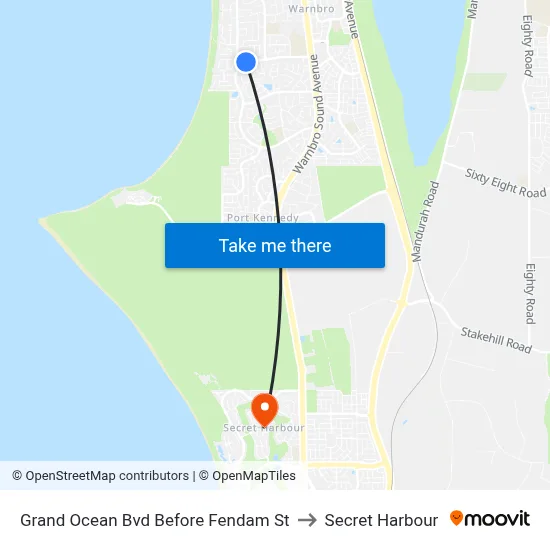 Grand Ocean Bvd Before Fendam St to Secret Harbour map