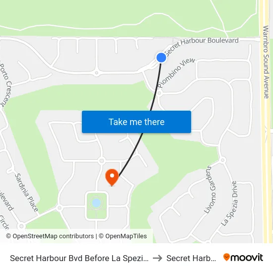 Secret Harbour Bvd Before La Spezia Dr to Secret Harbour map