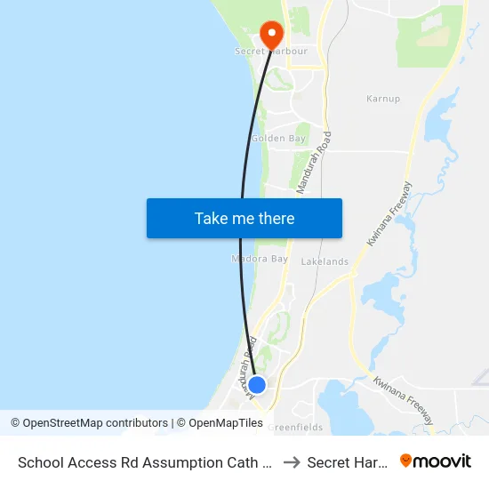 School Access Rd Assumption Cath Prim Sch to Secret Harbour map