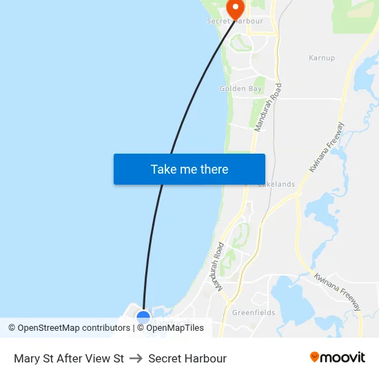 Mary St After View St to Secret Harbour map