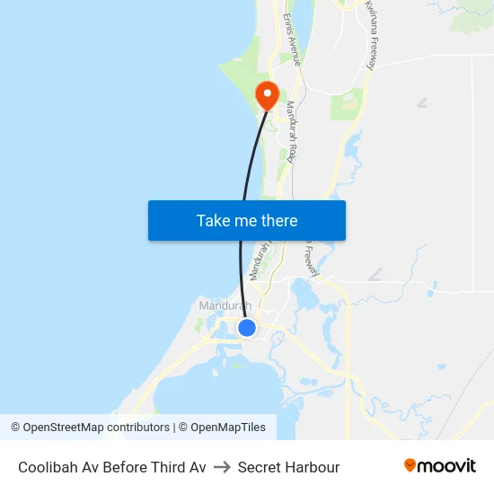 Coolibah Av Before Third Av to Secret Harbour map