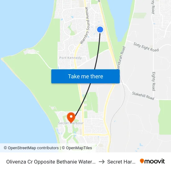 Olivenza Cr Opposite Bethanie Waters Village to Secret Harbour map