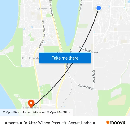 Arpenteur Dr After Wilson Pass to Secret Harbour map