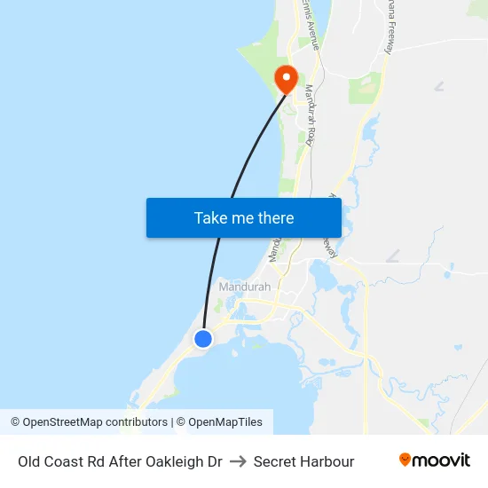 Old Coast Rd After Oakleigh Dr to Secret Harbour map